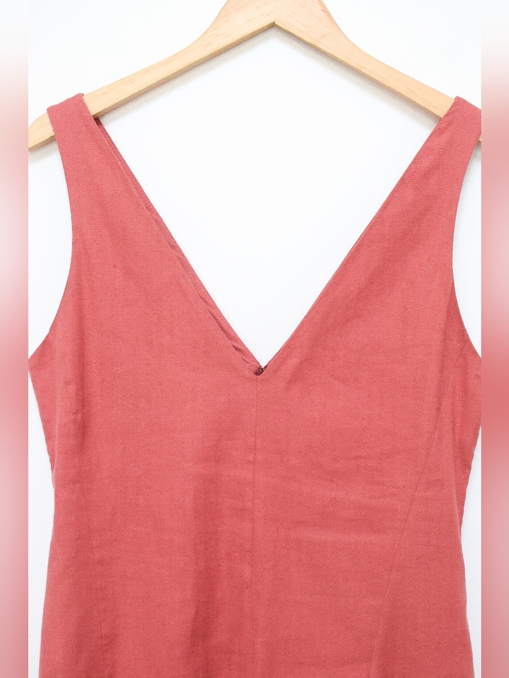 Theory Tadayon Linen Asymmetrical Midi Dress Terracotta Orange A-Line Size 4 - Picture 4 of 10